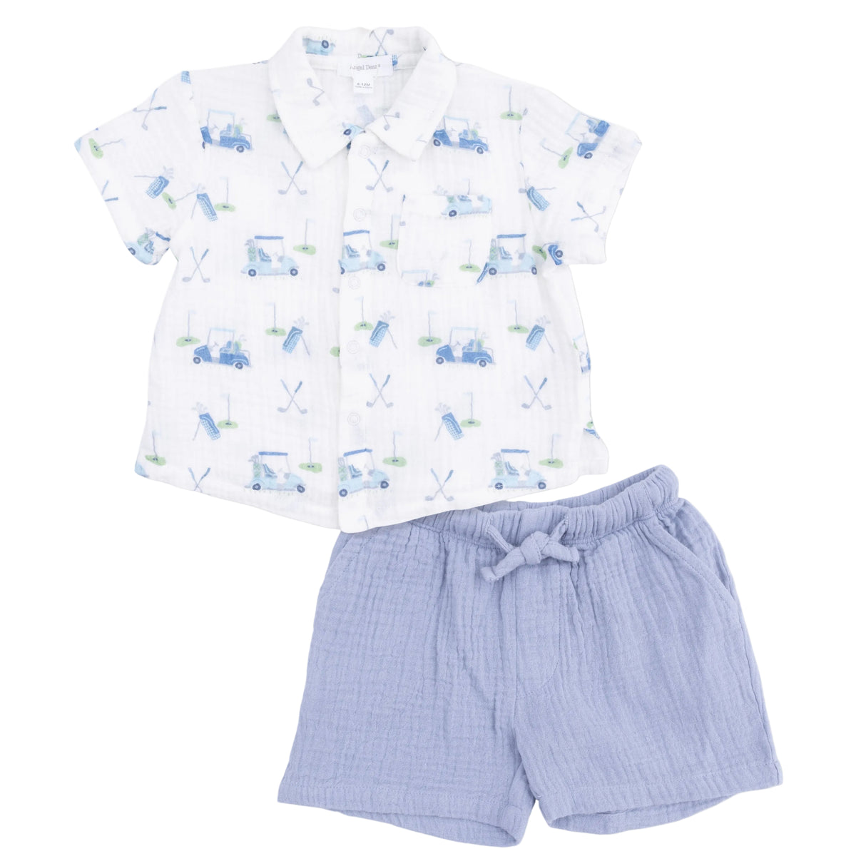 Baby Golf Carts Blue - Polo Button Up with Casual Short