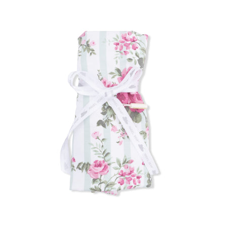 Cabbage Rose Stripe - Ruffle Burp Cloth