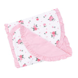 Pink Rosettes - Ruffle Burp Cloth