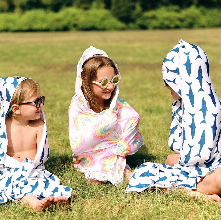 Rainbow Beach Towel with Hood - HoneyBug 