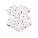 Cute Farm Animals Pink - Smocked Ruffle Bubble with Skirt