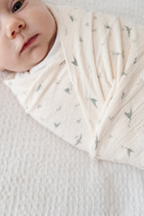 Cotton Muslin Swaddle Blanket - Sage Bird - HoneyBug 