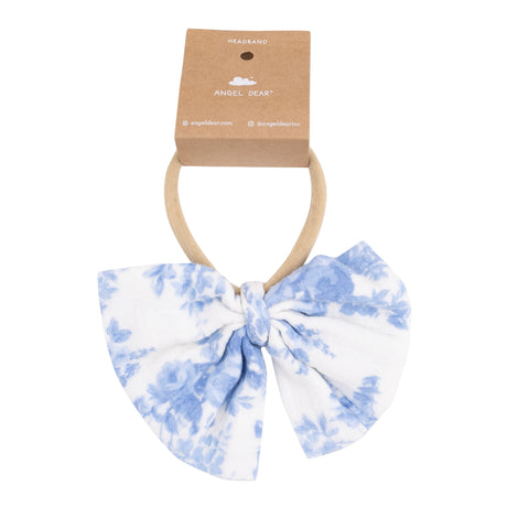 Big Bow on Soft Headband - Dream Cottage Floral Blue - HoneyBug 
