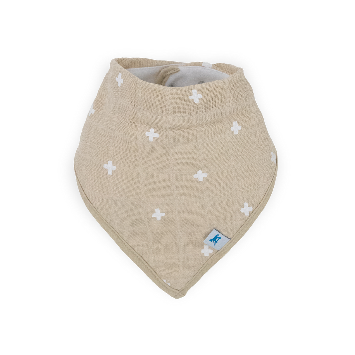 Cotton Muslin + Fleece Bandana Bib 4 Pack - Taupe Cross - HoneyBug 