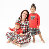 Holiday Plaid - Adult Long Sleeve Coat Style Pajama Top - HoneyBug 