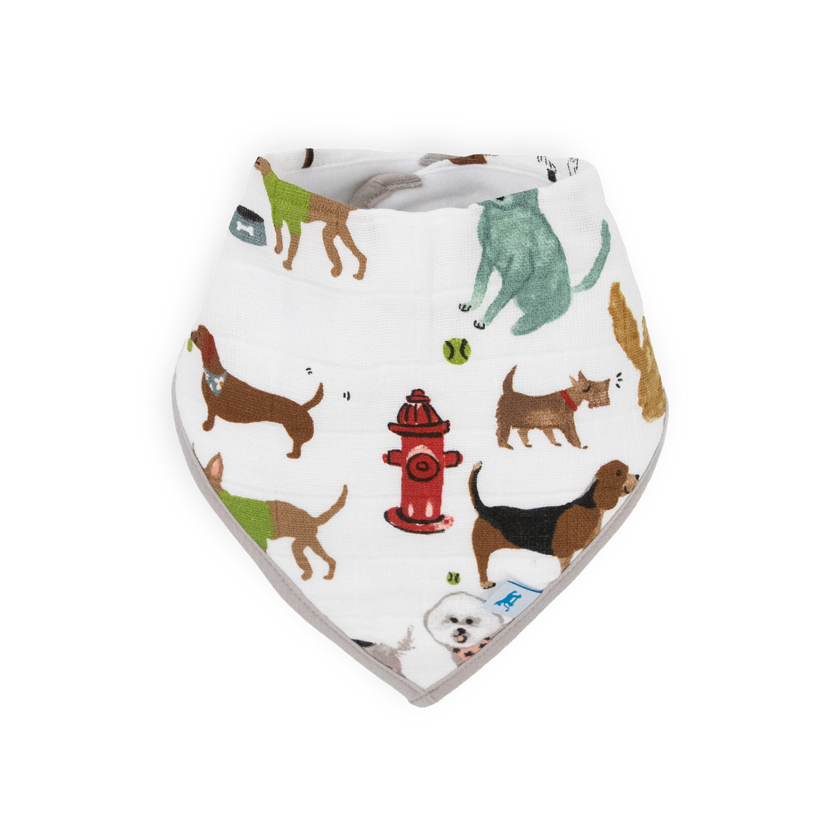 Cotton Muslin + Fleece Bandana Bib 4 Pack - Woof - HoneyBug 