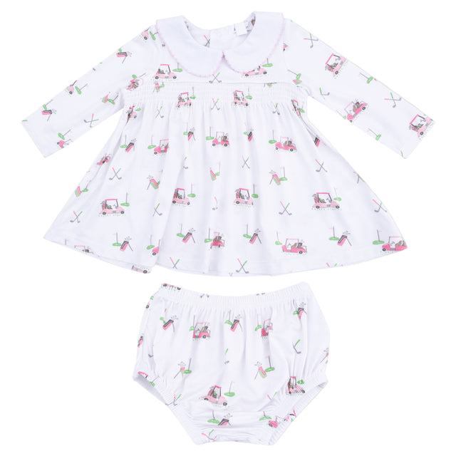 Long Sleeve Peter Pan Collar Dress and Bloomer - HoneyBug 