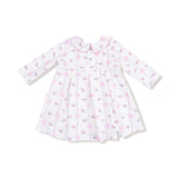 Long Sleeve Peter Pan Collar Dress with Smocking and Bloomer - HoneyBug 