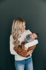 Mustard Mudcloth Muslin Swaddle Blanket - HoneyBug 