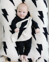 Lightning Bolt Fuzzy Blanket | Black - HoneyBug 