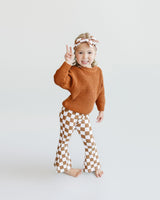 Checkered Flare Pants | Copper - HoneyBug 