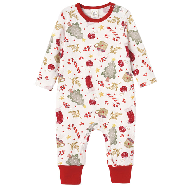 Baby Holiday Bamboo Romper – Christmas Print One-Piece - Noel - HoneyBug 