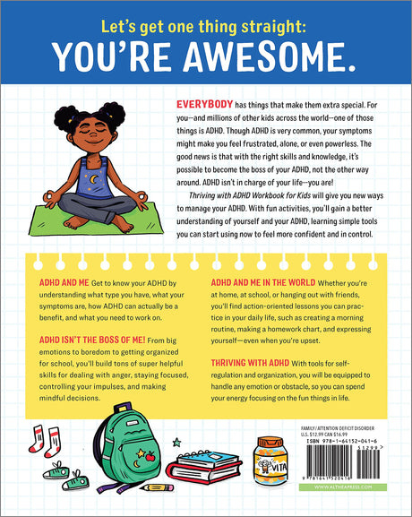 Thriving with ADHD Workbook for Kids: 60 Fun Activities to Help Children Self-Regulate, Focus, and Succeed (Spiral Bound) - HoneyBug 
