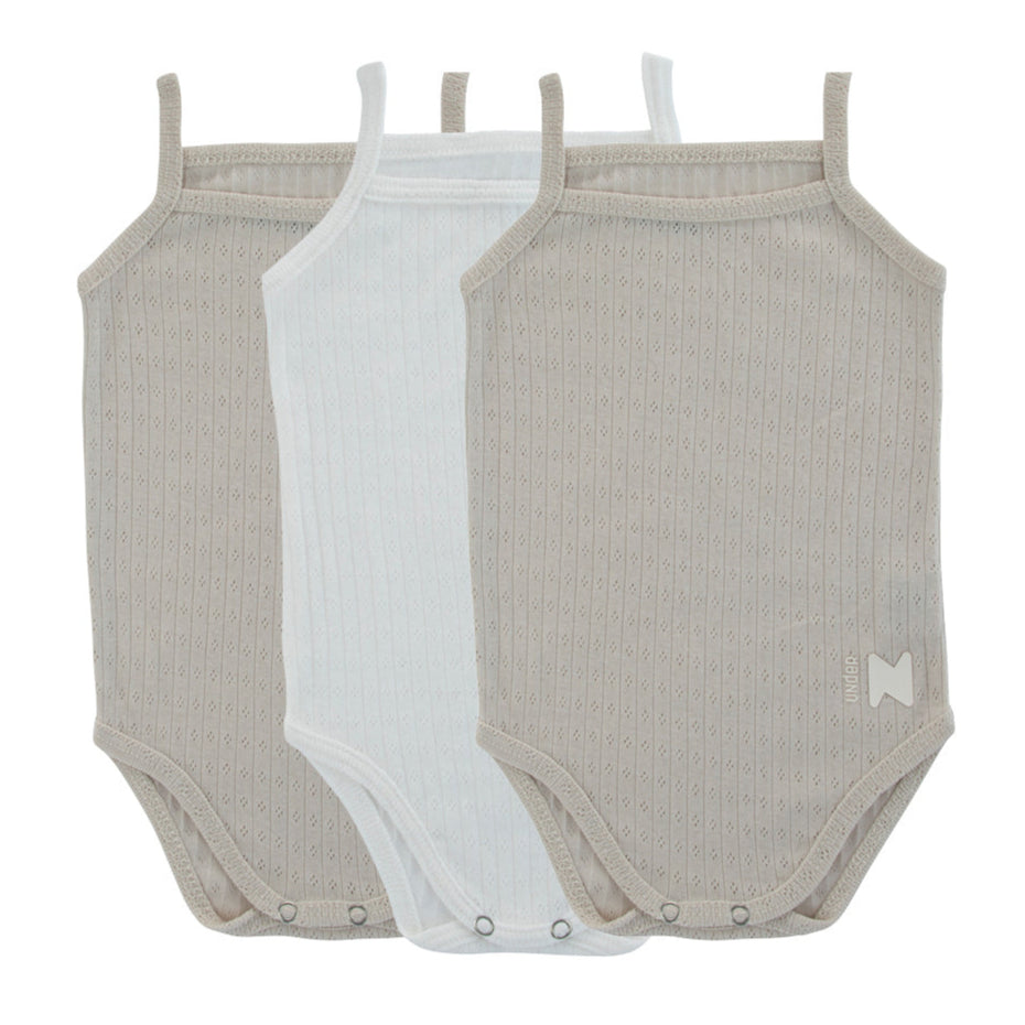Pointelle Natural Boy + White (Three Pack) - HoneyBug 