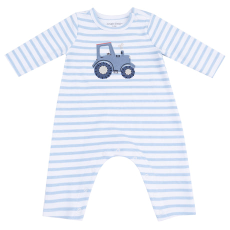 Long Sleeve Snap Shoulder Romper - Mini Tractors - HoneyBug 
