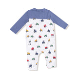 Mini Tractors - Romper with Contrast Sleeves - HoneyBug 