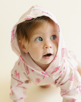 Hooded Bubble Romper | Pink Bolts - HoneyBug 