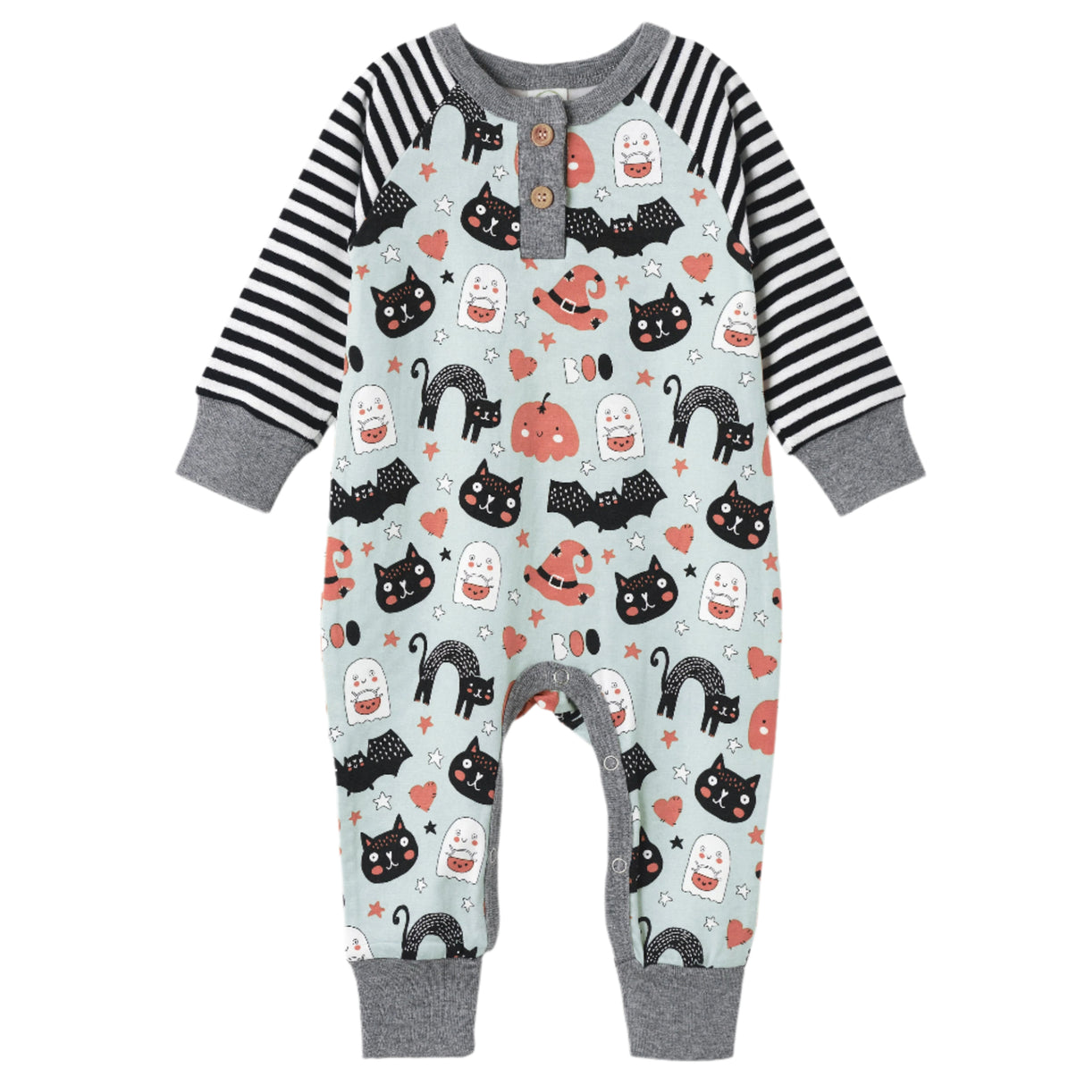 Halloween Henley Bamboo Romper - HoneyBug 