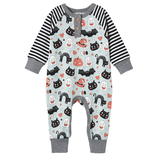 Halloween Pumpkin Pals - Henley Bamboo Romper - HoneyBug 