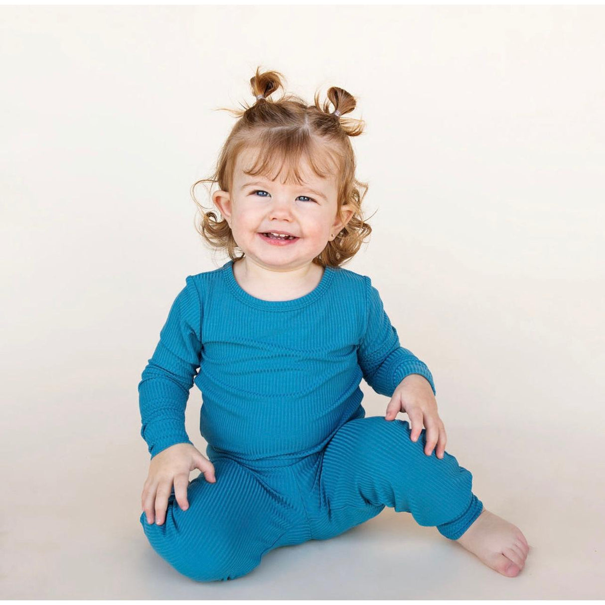 Blue Ribbed Two Piece Long Set - HoneyBug 