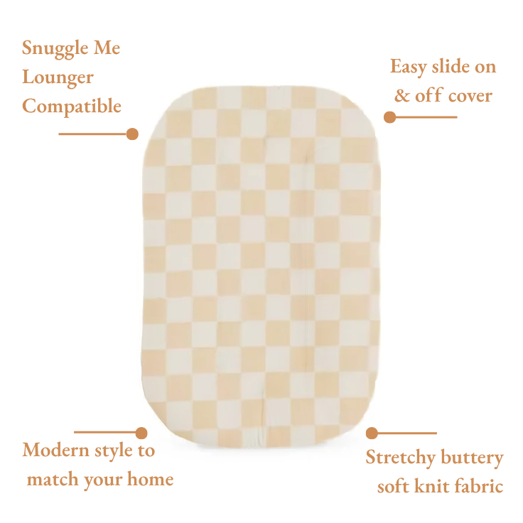 Beige & White Checkered Baby Lounger Cover