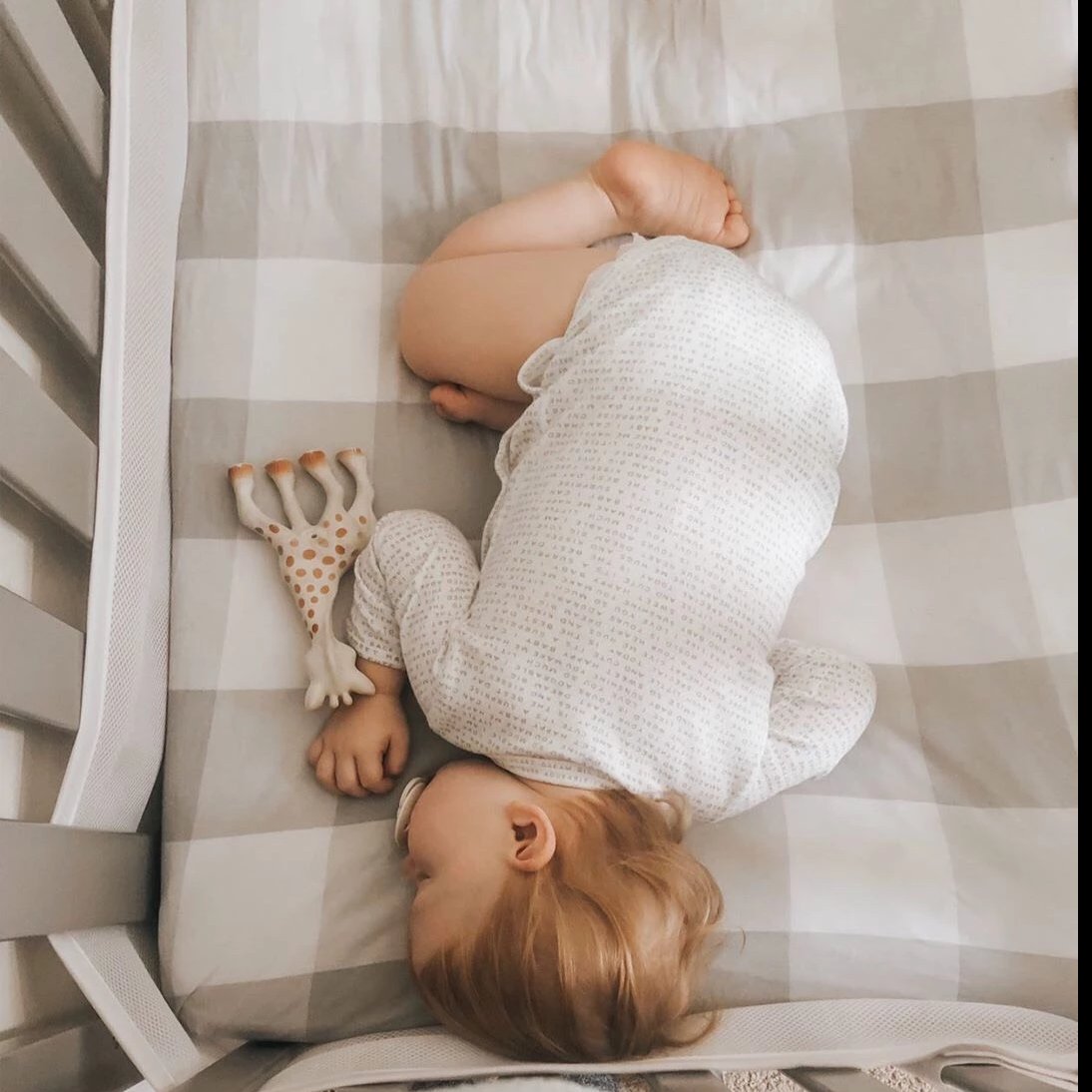 Crib Sheet - Grey Gingham - HoneyBug 