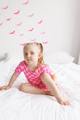 TWO PIECE SHORTIE SET- Pink Check - HoneyBug 