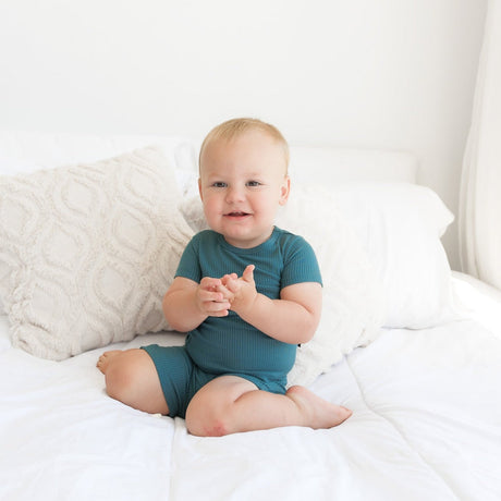 TWO PIECE SHORTIE SET- Peacock Ribbed - HoneyBug 