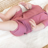 SHORTIE ZIP ROMPER - Mauve Ribbed - HoneyBug 