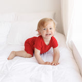 TWO PIECE SHORTIE SET- Red Ribbed - HoneyBug 