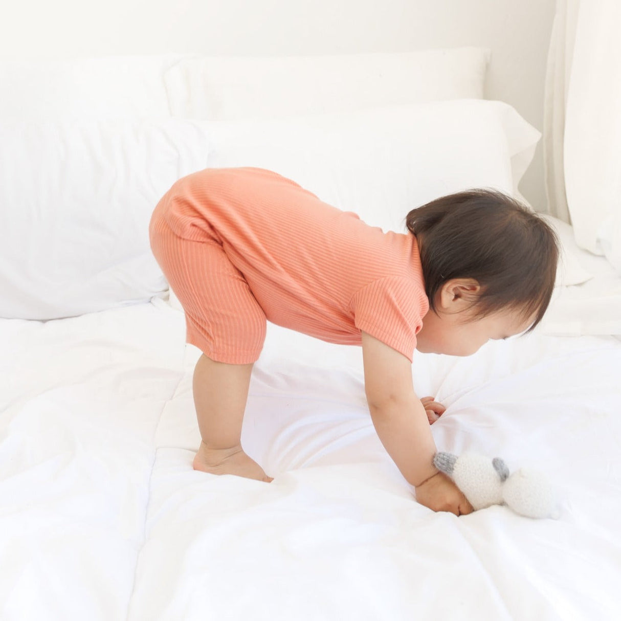 TWO PIECE SHORTIE SET- Red Rock Ribbed - HoneyBug 