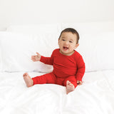 LONG SLEEVE 2 PIECE SETS- Red Ribbed - HoneyBug 