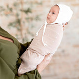 Adjustable Swaddle Blanket - Mauve Tulips & Stripes - HoneyBug 