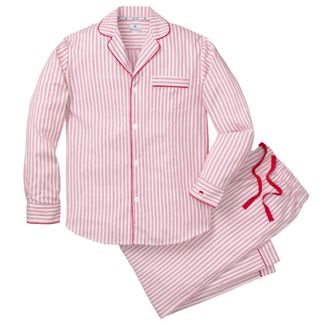 Men's Twill Pajama Set in Antique Red Ticking - HoneyBug 