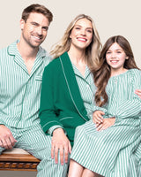 Men's Twill Pajama Set in Emerald Ticking - HoneyBug 