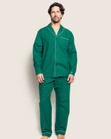 Men's Flannel Pajama Set in Forest Green - HoneyBug 