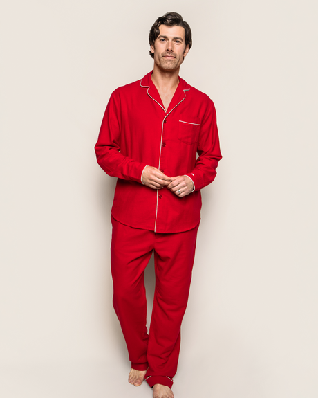Men's Flannel Pajama Set in Red - HoneyBug 