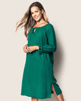 Women's Green Flannel Delphine Nightgown - HoneyBug 
