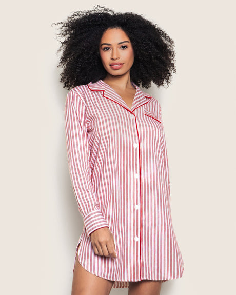 Women's Nightshirt in Antique Red Ticking - HoneyBug 