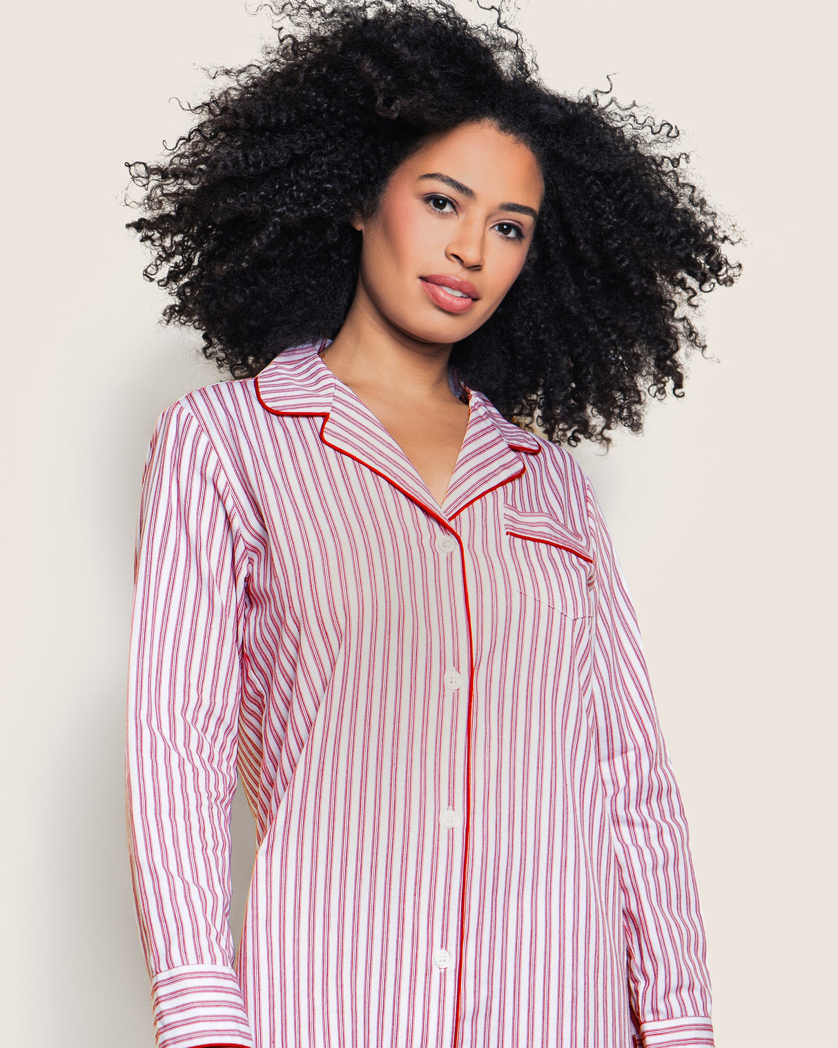 Women's Nightshirt in Antique Red Ticking - HoneyBug 
