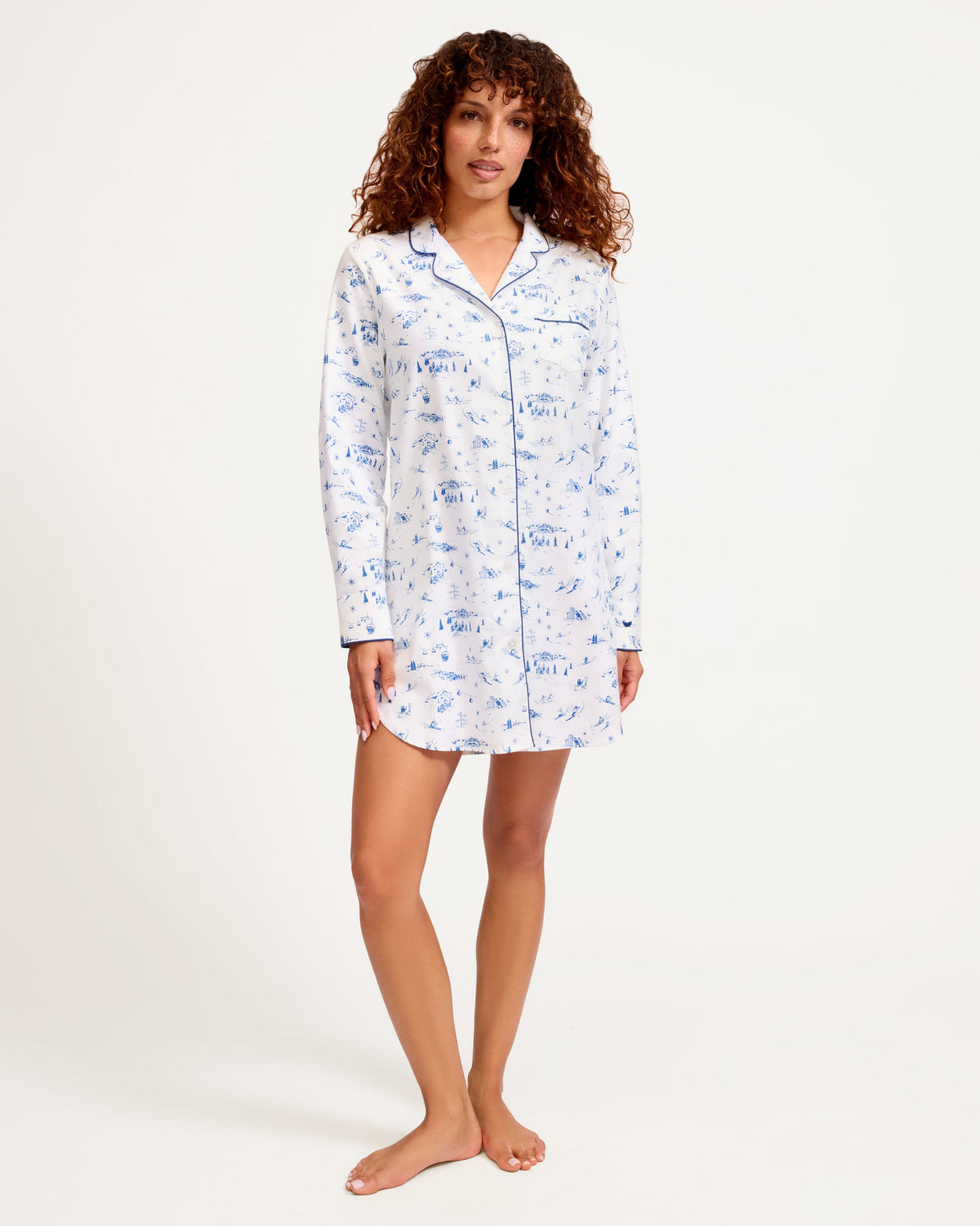 Women's Twill Nightshirt in Chalet Toile - HoneyBug 