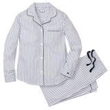Women's Twill Pajama Set in Navy French Ticking - HoneyBug 