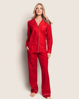 Women's Flannel Pajama Set in Red - HoneyBug 