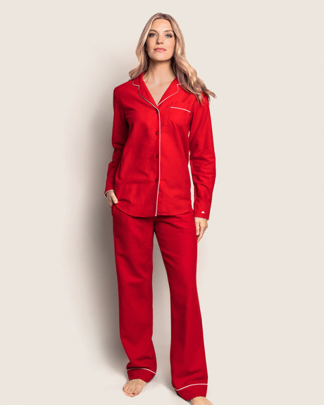 Women's Flannel Pajama Set in Red - HoneyBug 