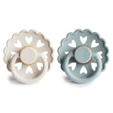 FRIGG Andersen Fairytale Natural Rubber Pacifier 2-Pack - Cream/Stone Blue - HoneyBug 
