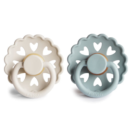 FRIGG Andersen Fairytale Natural Rubber Pacifier 2-Pack - Cream/Stone Blue - HoneyBug 