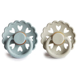 FRIGG Andersen Fairytale Natural Rubber Pacifier 2-Pack - Stone Blue/Willow Gray - HoneyBug 