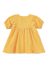 Dress with Puff Sleeves - Mustard - HoneyBug 