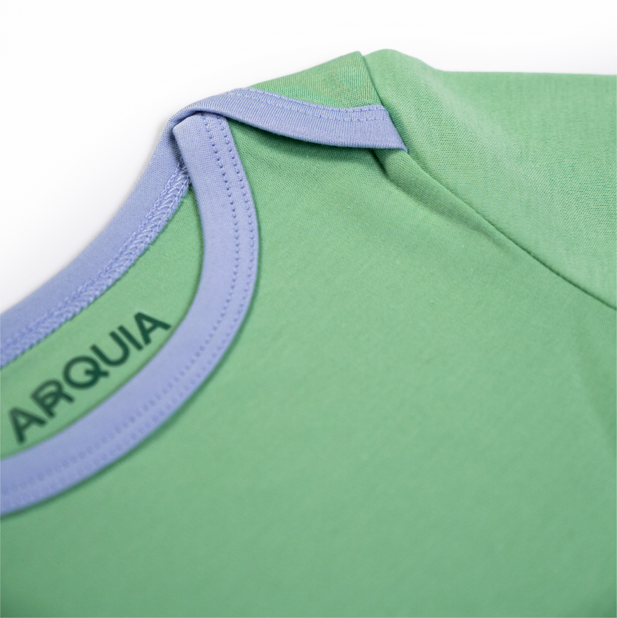 100% Peruvian Pima Cotton Grass Green with Blue Long Sleeve Snap Bodysuit - HoneyBug 