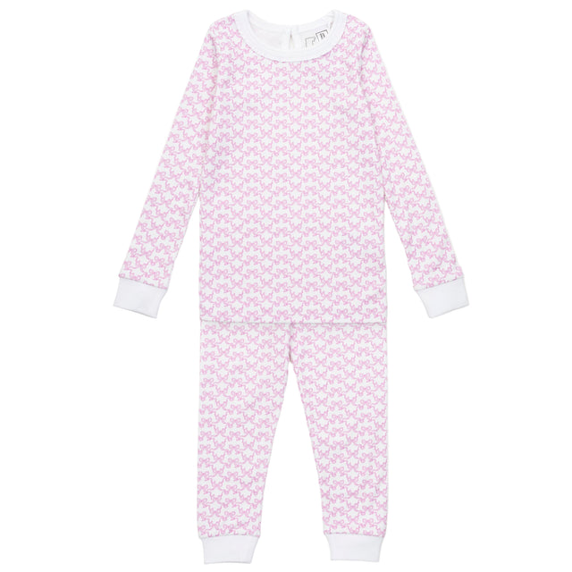 Ava Girls' Pajama Pant Set - Pretty Pink Bows - HoneyBug 